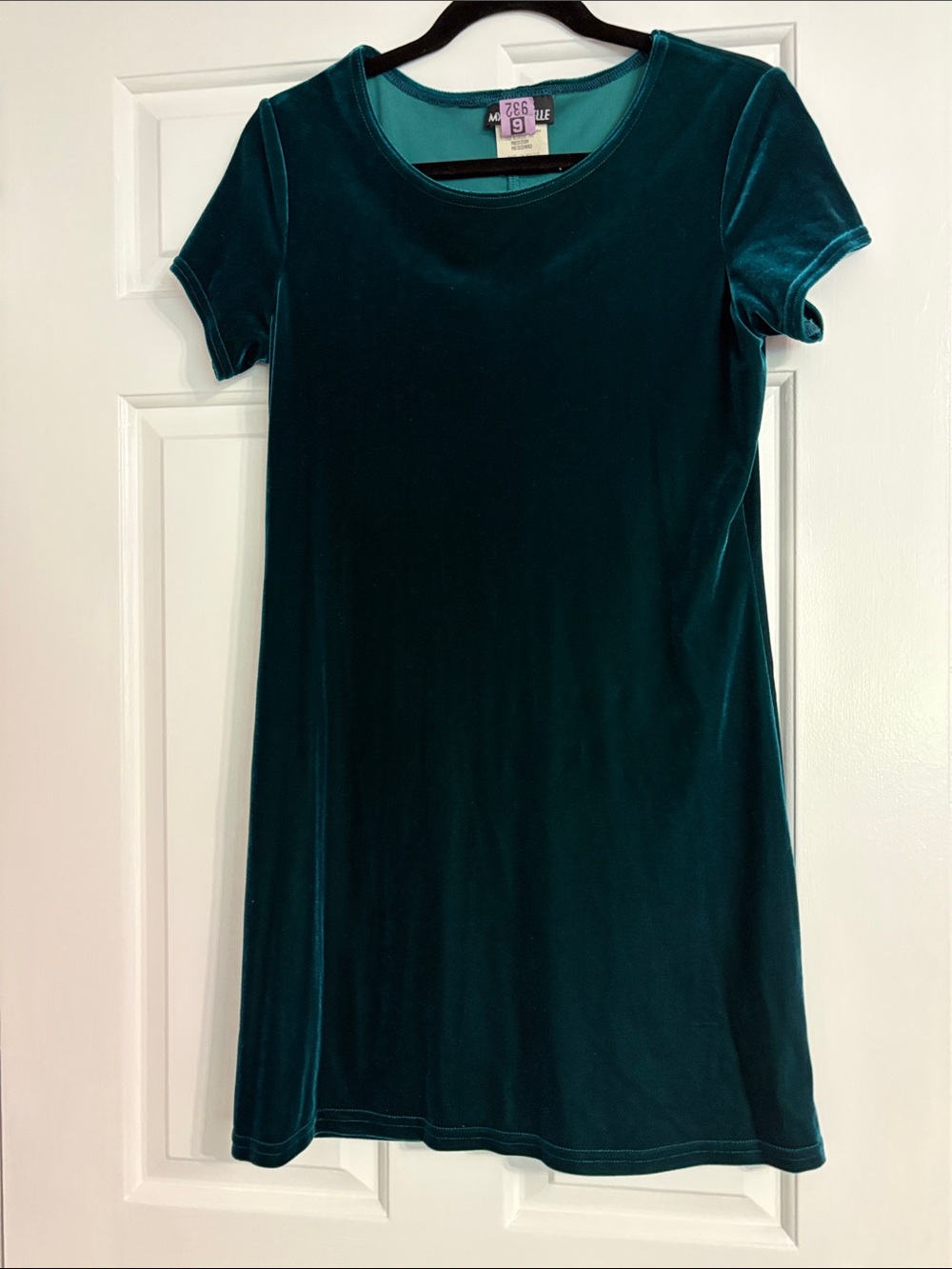 Green Velvet Trim Dress